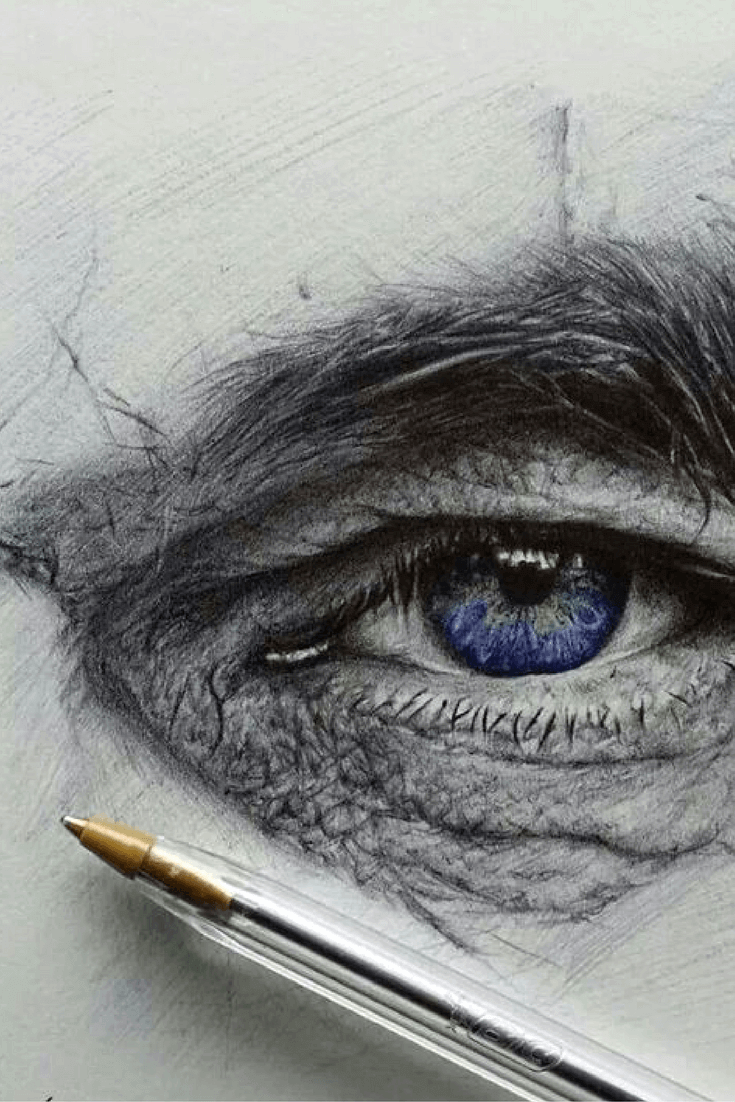 Daily Eye Drawing Blue Pen by OsannaChil on DeviantArt