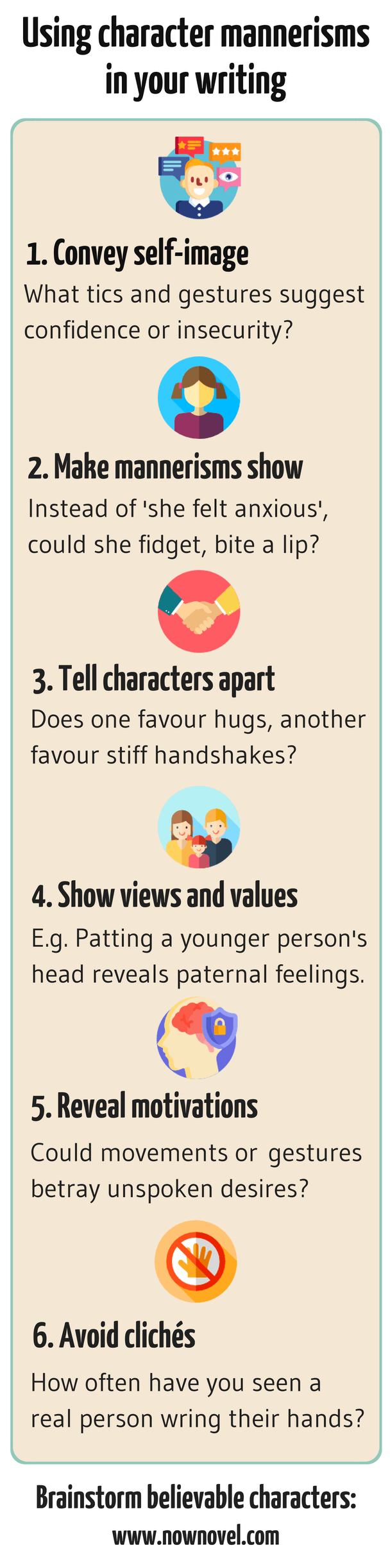 Character mannerisms - infographic | Now Novel