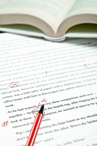 Revising first drafts in red pen