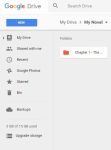 Using Google Drive to write a novel