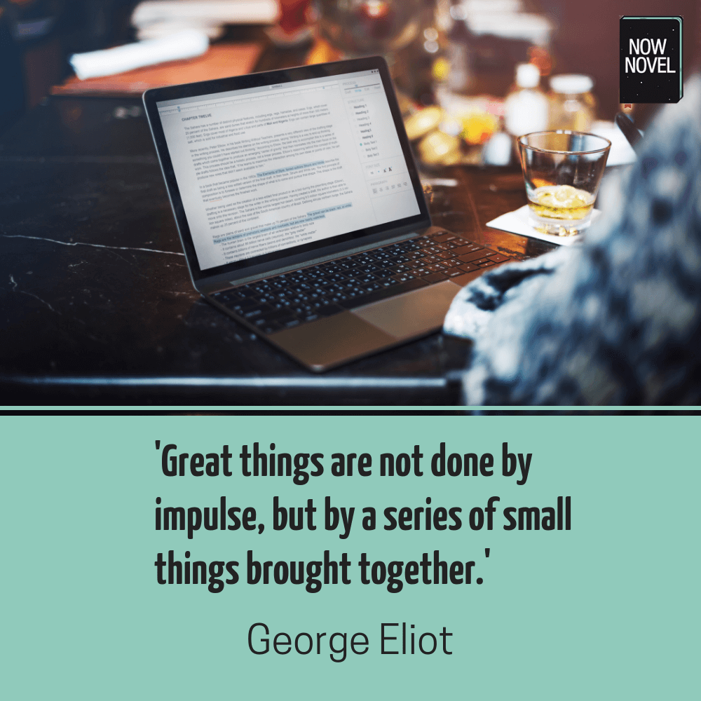 How to write a book series - George Eliot quote on big tasks | Now Novel