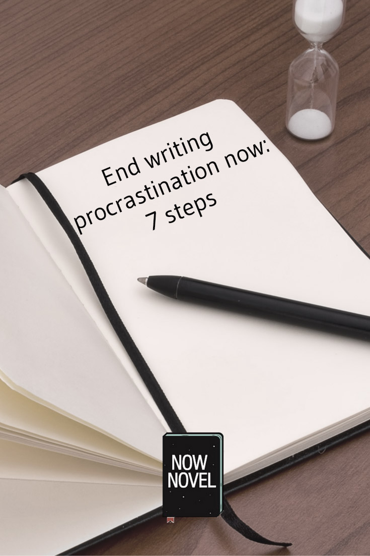End writing procrastination now - 7 steps - image of notebook
