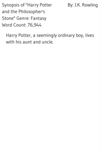 Example of a novel synopsis - Harry Potter