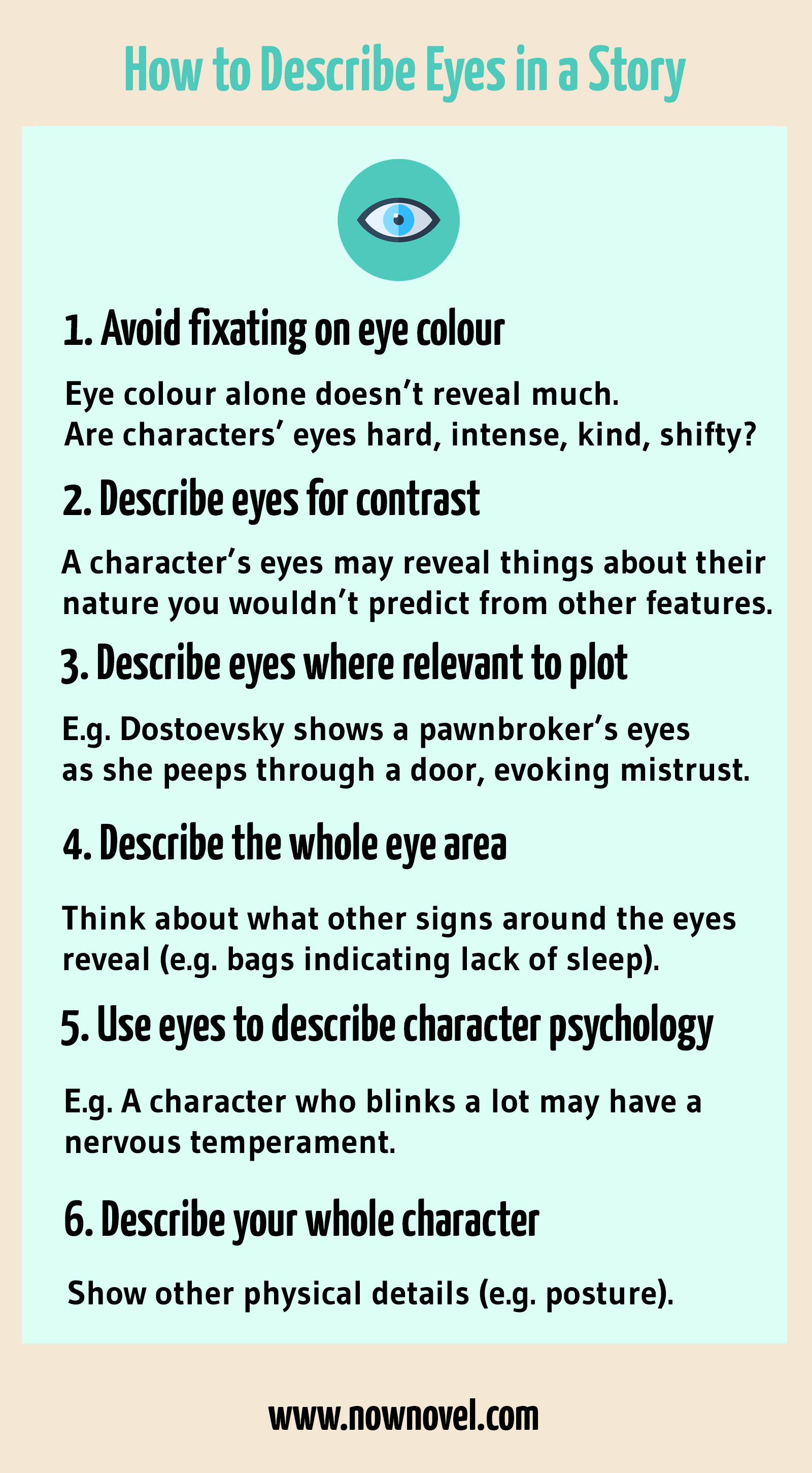 Infographic: How to describe eyes in a story | Now Novel