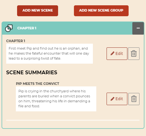 How to write a scene with planning using Now Novel's tools - scene example from Great Expectations