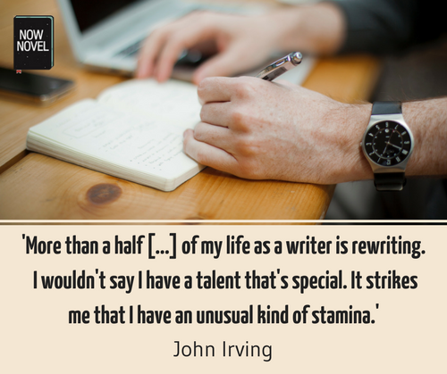 John Irving quote on editing your writing or rewriting | Now Novel