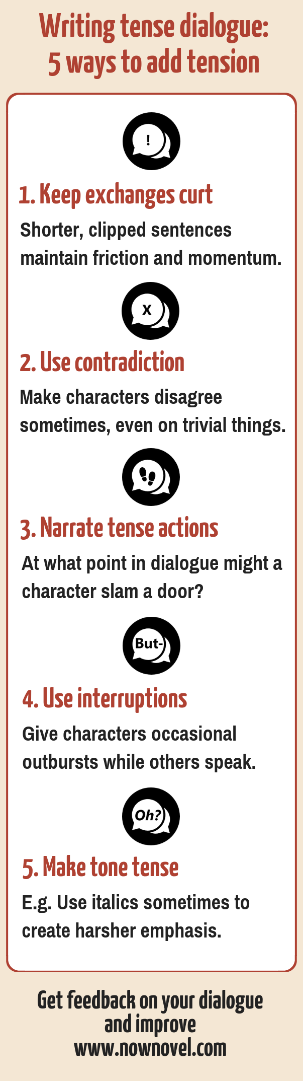 Writing tense dialogue - infographic | Now Novel