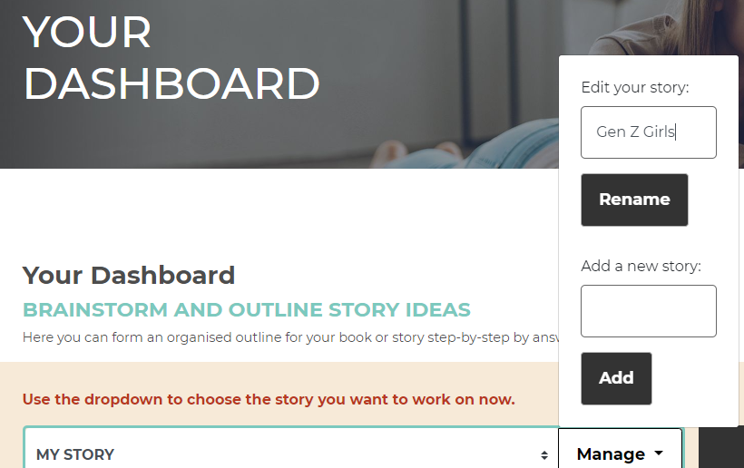 Switching between drafts in Now Novel's story dashboard | Now Novel