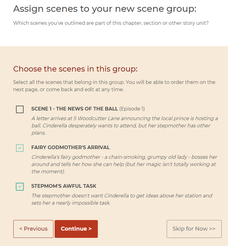 Now Novel Scene Builder - Assigning Scenes to a Group | Now Novel
