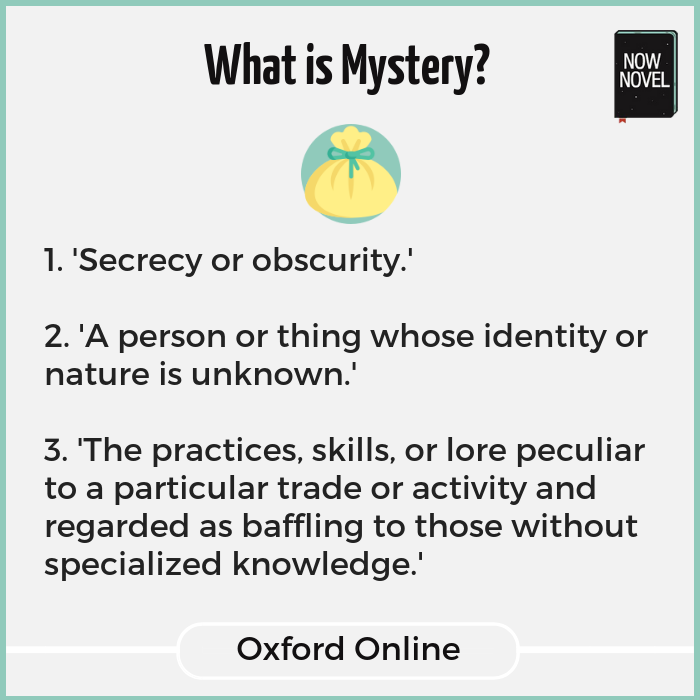 Definition of mystery from Oxford Dictionaries Online - secrecy, unknowns, bafflement
