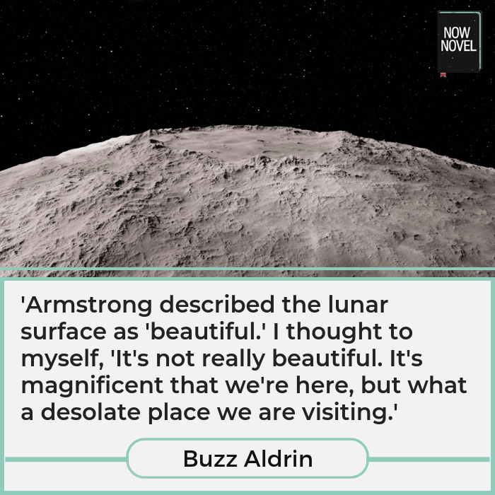 Setting description example: Buzz Aldrin on Neil Armstrong calling the moon 'beautiful'