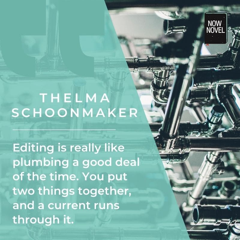 Novel editing - quote by Thelma Schoonmaker 'editing is like plumbing'