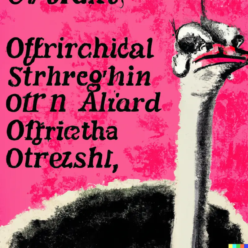 Hot pink illustration book cover idea showing ostrich
