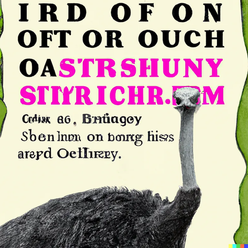 Book cover art inspiration - ostrich with title font with magenta accent