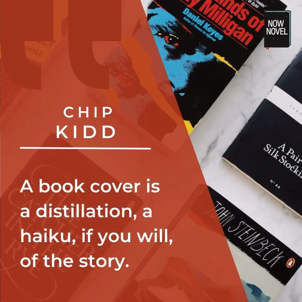 Book cover design quote by Chip Kidd, cover is a distillation