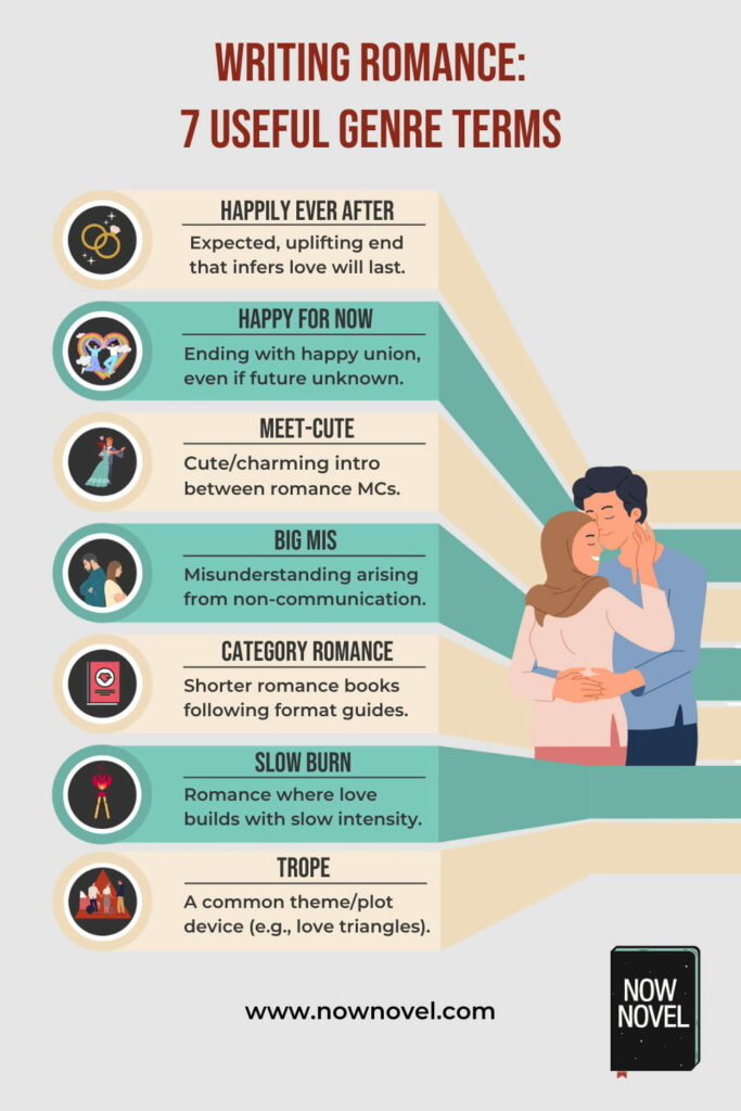 romance writing terms infographic - 7 romance concepts