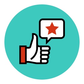 Now Novel icon - thumbs up with star representing our easy and helpful process