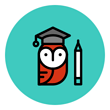 Now Novel icon showing scholarly owl for writing courses